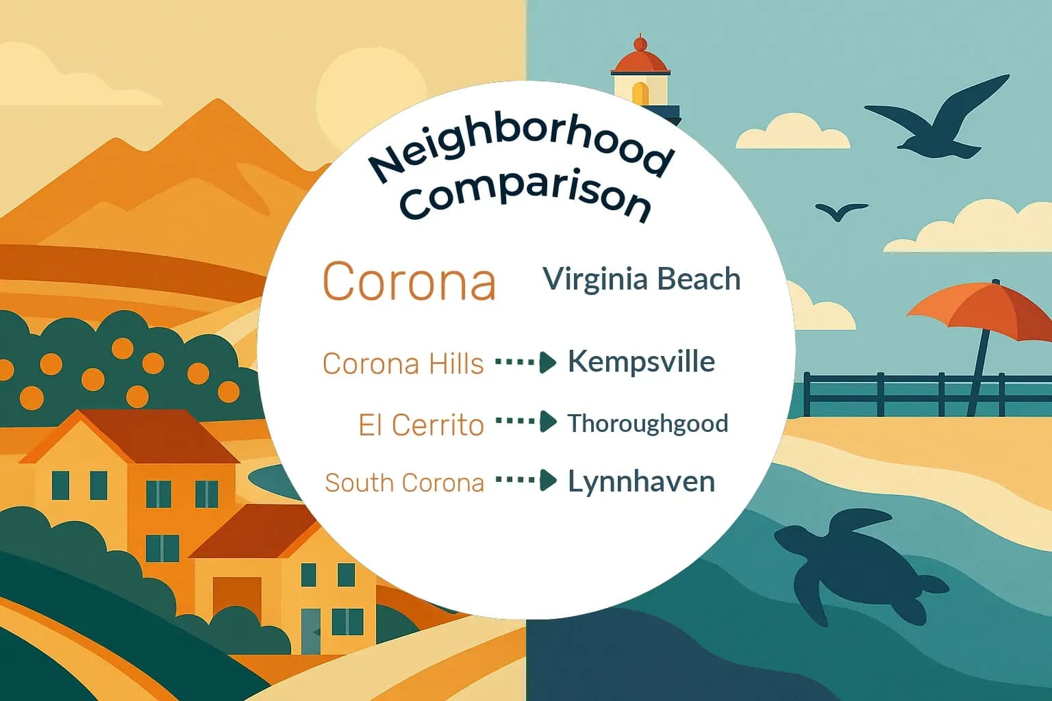 Corona vs Virginia Beach Neighborhood Comparison