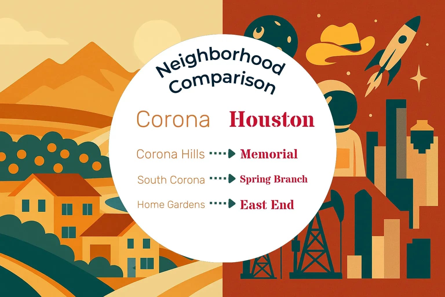 Corona vs Houston Neighborhood Comparison