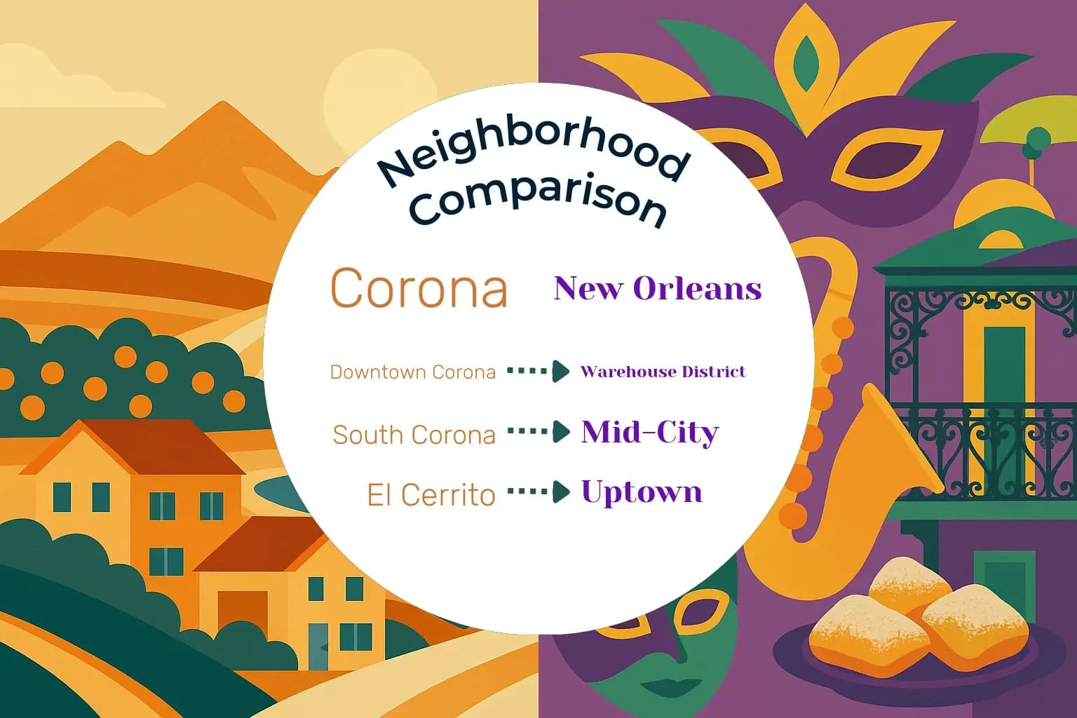 Corona vs New Orleans Neighborhood Comparison