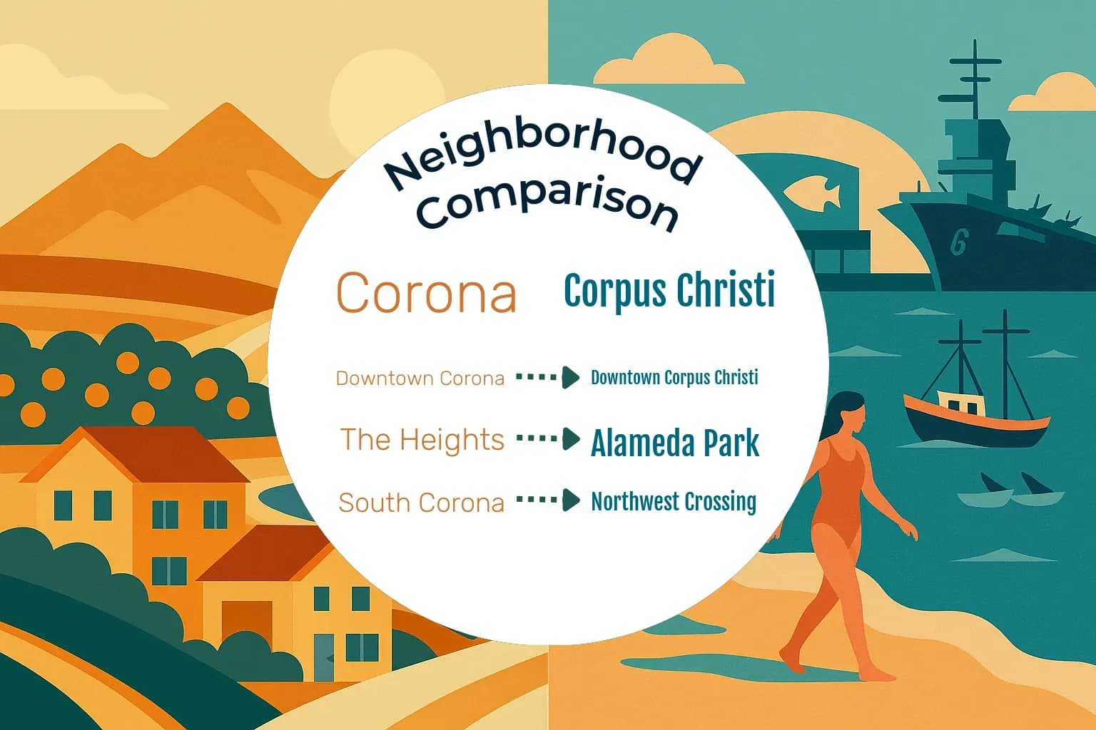 Corona vs Corpus Christi Neighborhood Comparison