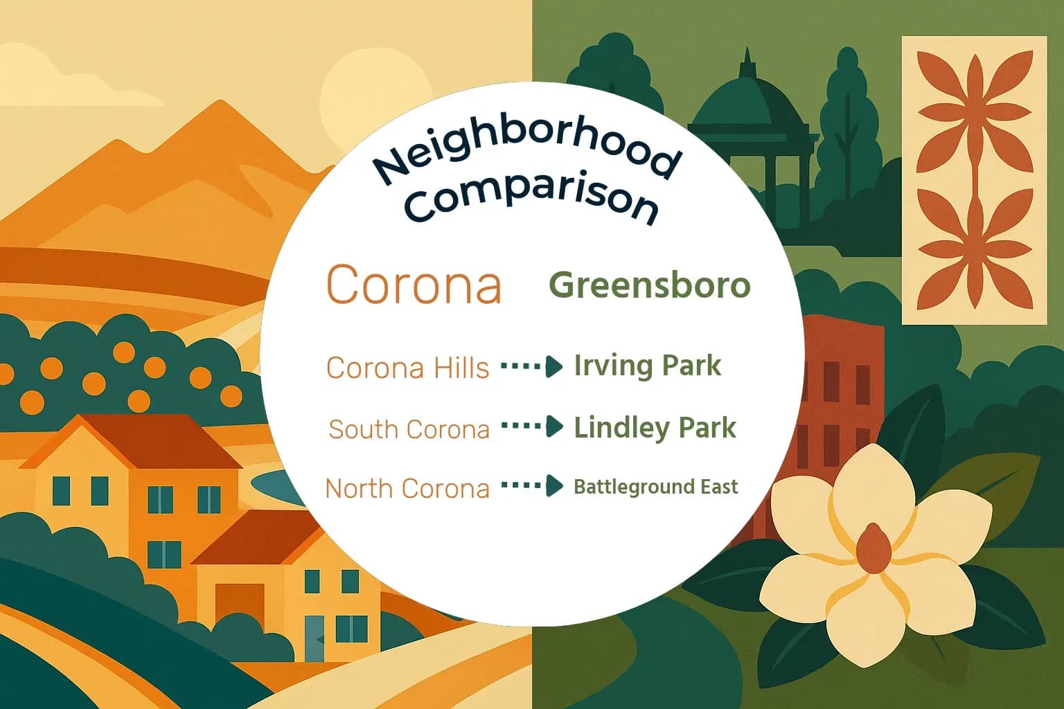 Corona vs Greensboro Neighborhood Comparison