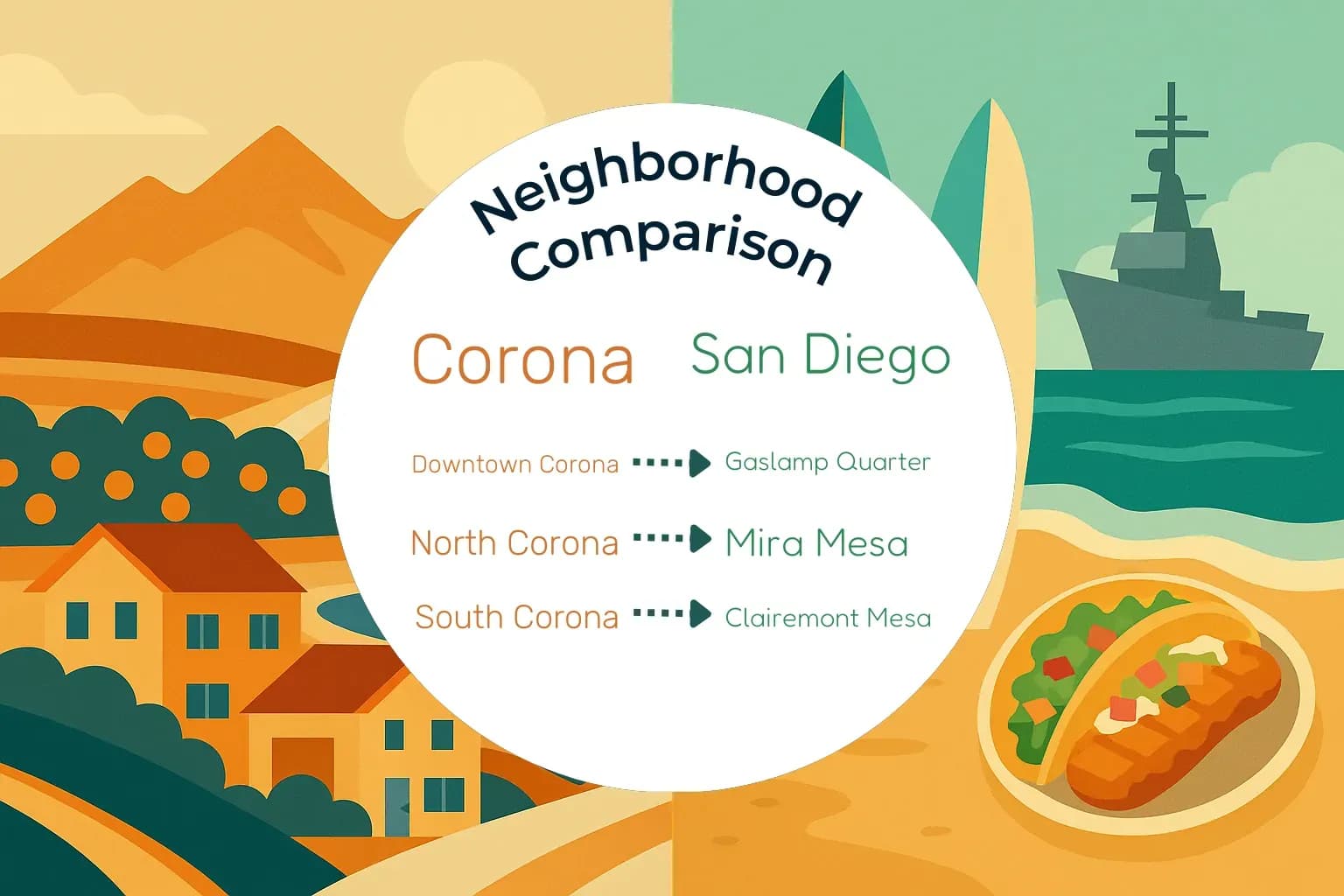 Corona vs San Diego Neighborhood Comparison