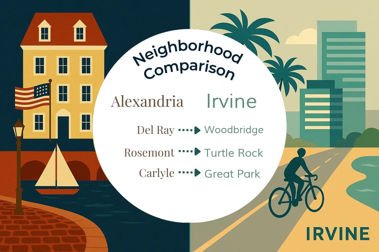 Alexandria vs Irvine Neighborhood Comparison