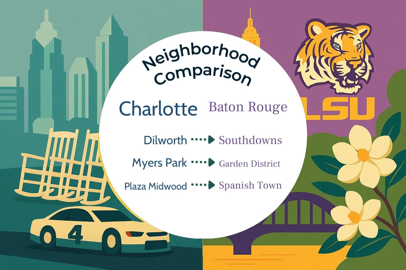 Charlotte vs Baton Rouge Neighborhood Comparison
