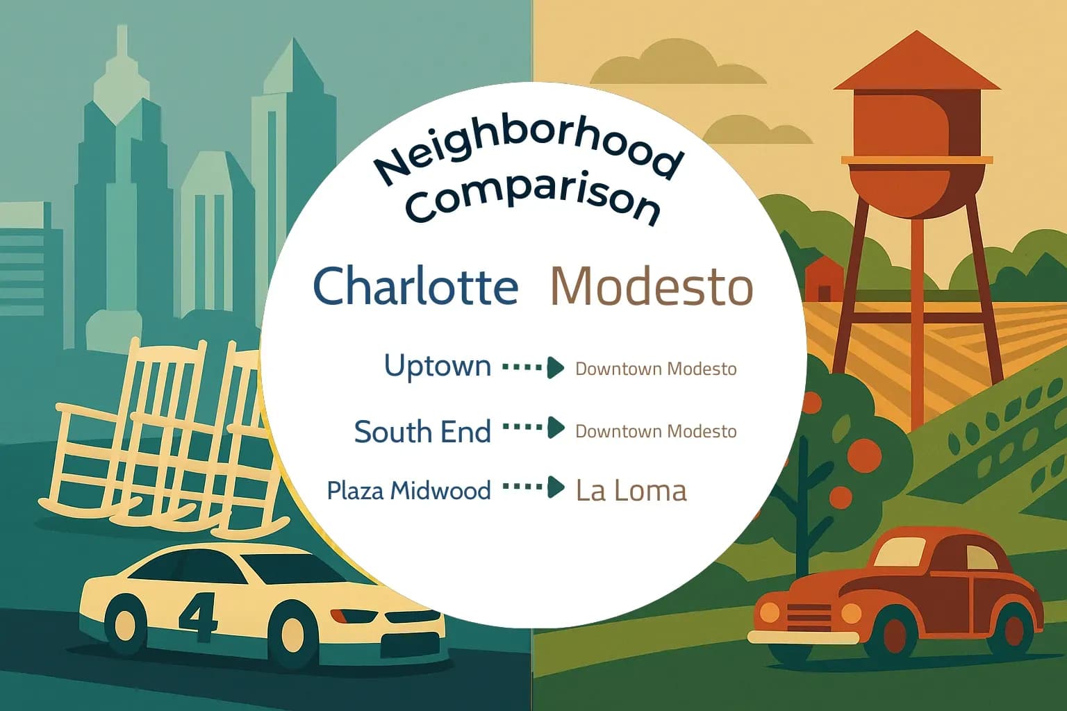 Charlotte vs Modesto Neighborhood Comparison