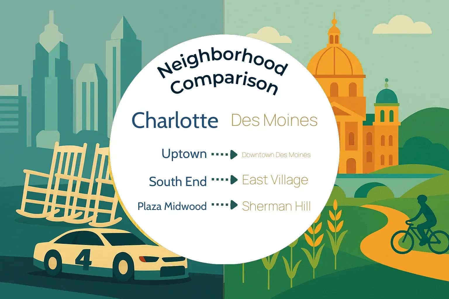 Charlotte vs Des Moines Neighborhood Comparison