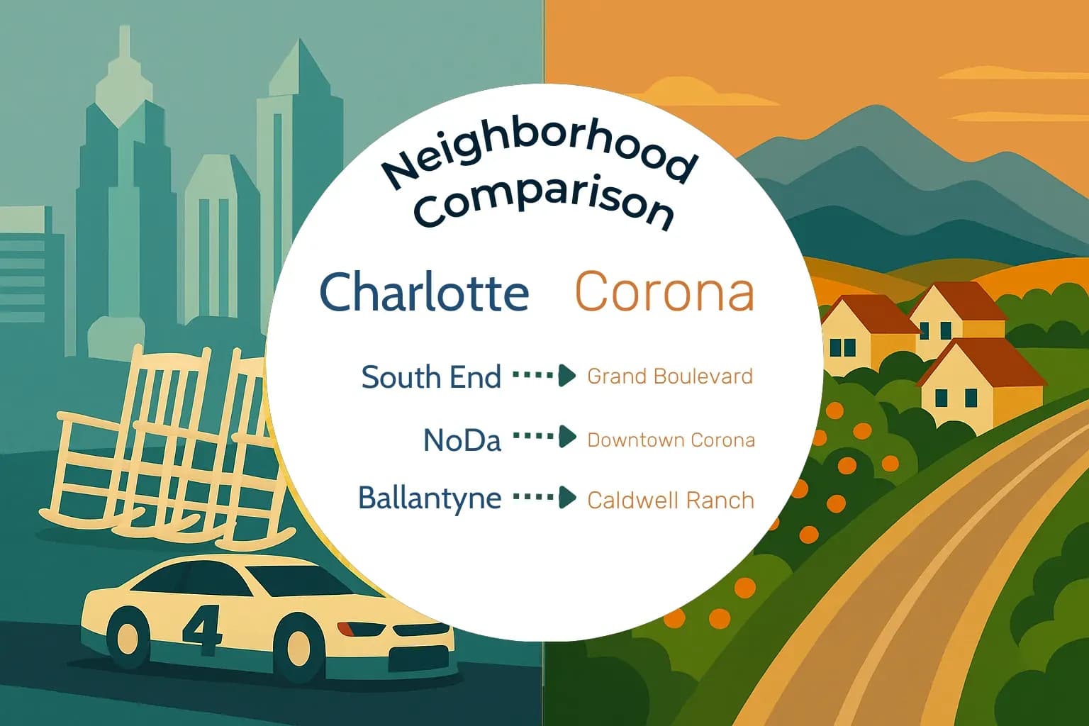 Charlotte vs Corona Neighborhood Comparison