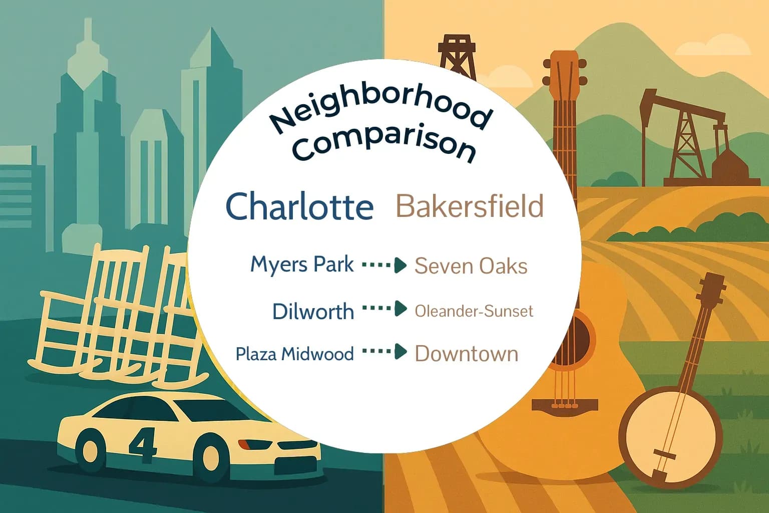 Charlotte vs Bakersfield Neighborhood Comparison