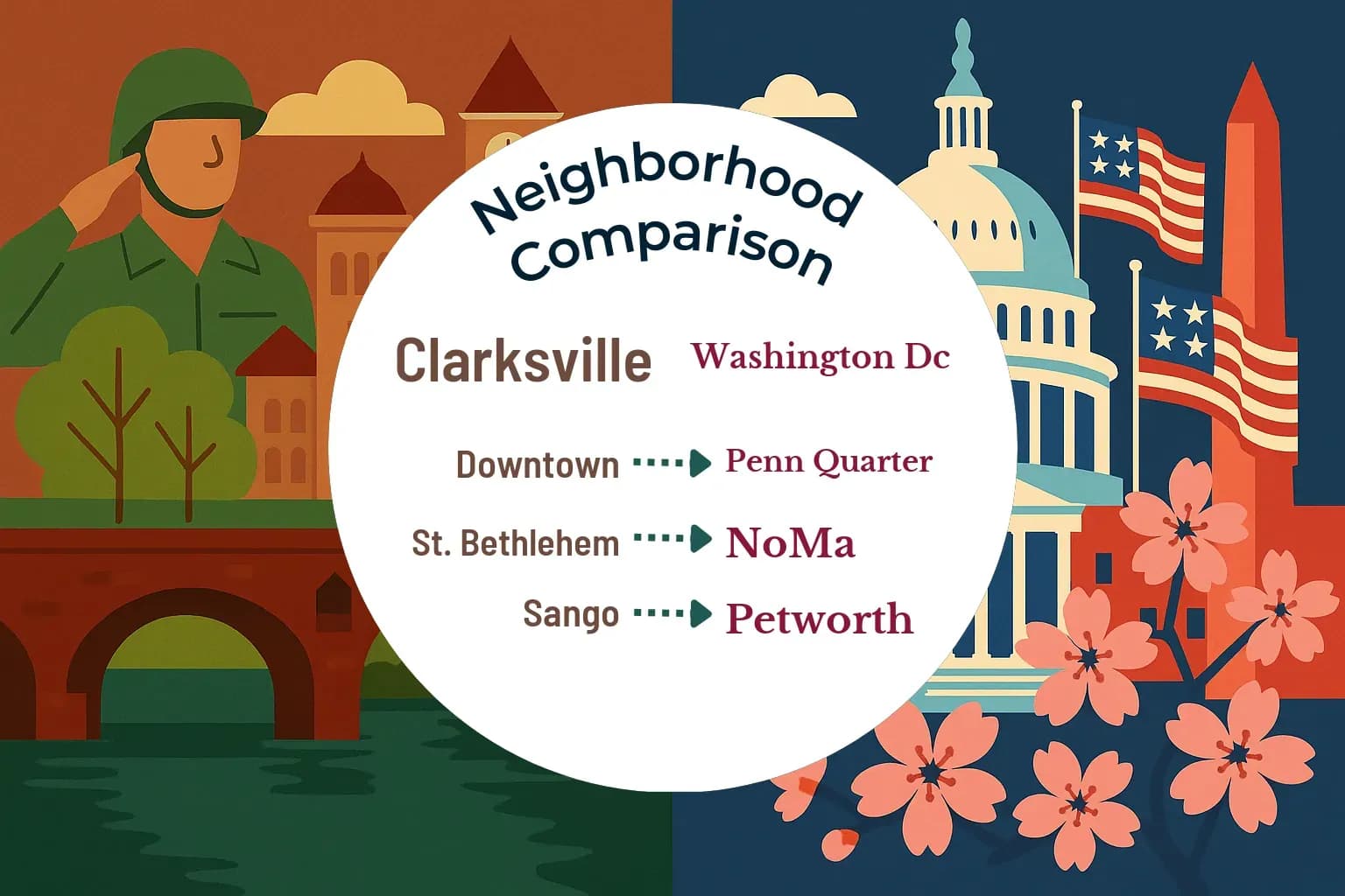 Clarksville vs Washington DC Neighborhood Comparison