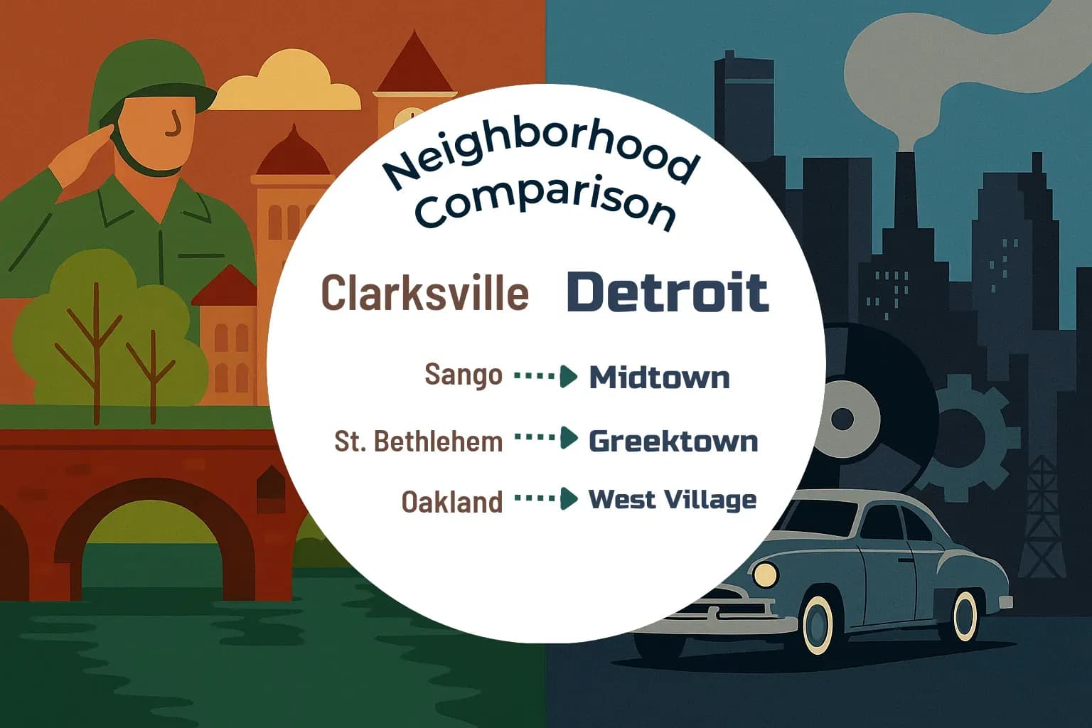 Clarksville vs Detroit Neighborhood Comparison