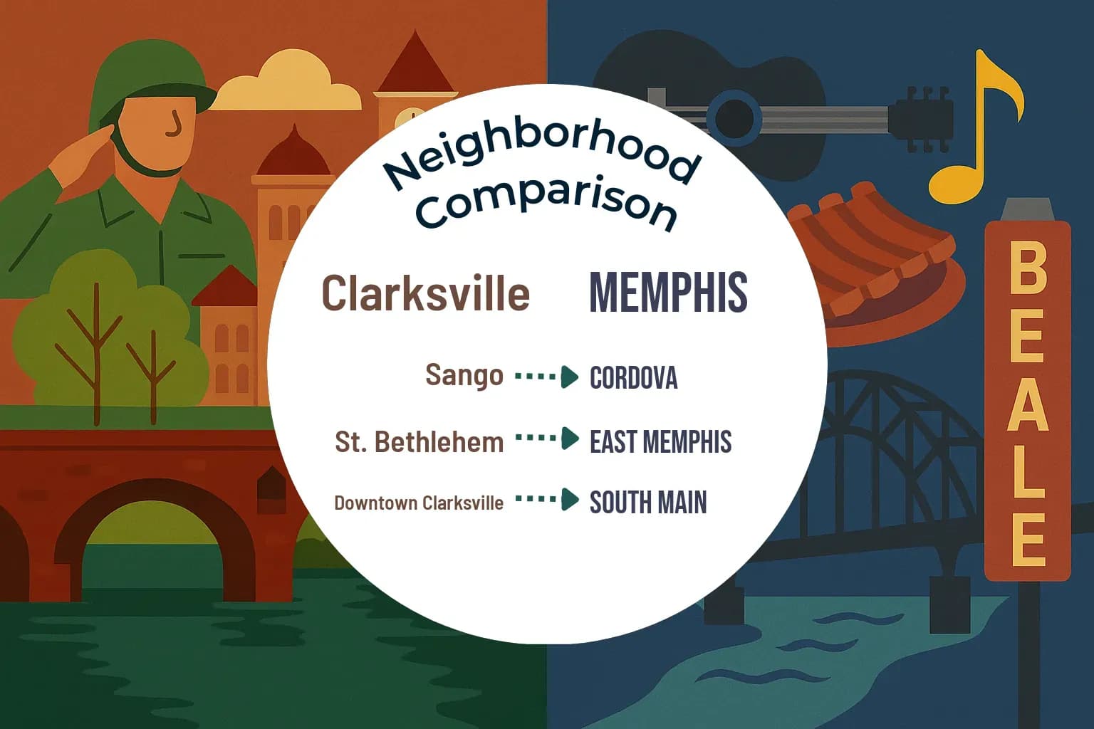 Clarksville vs Memphis Neighborhood Comparison
