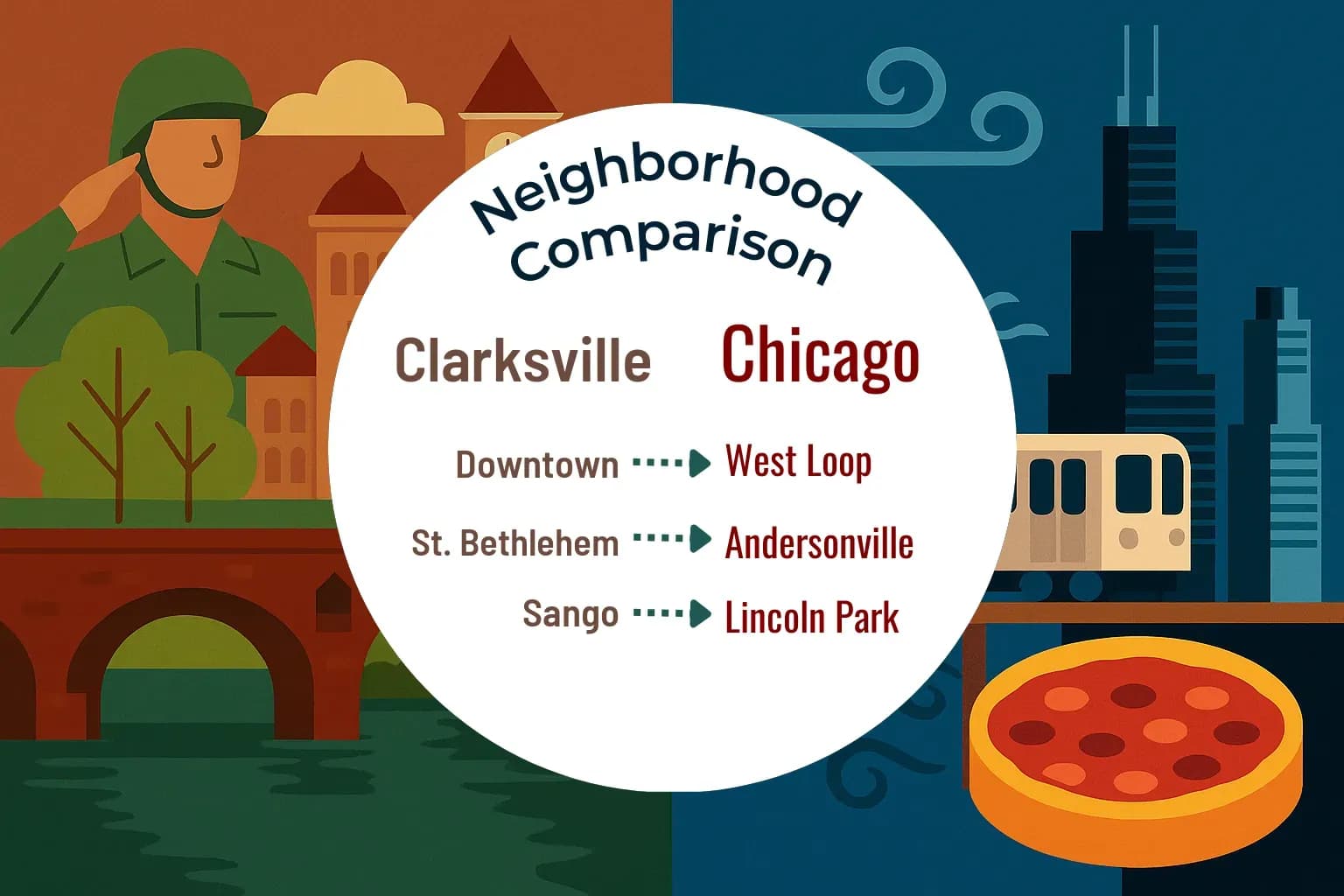 Clarksville vs Chicago Neighborhood Comparison