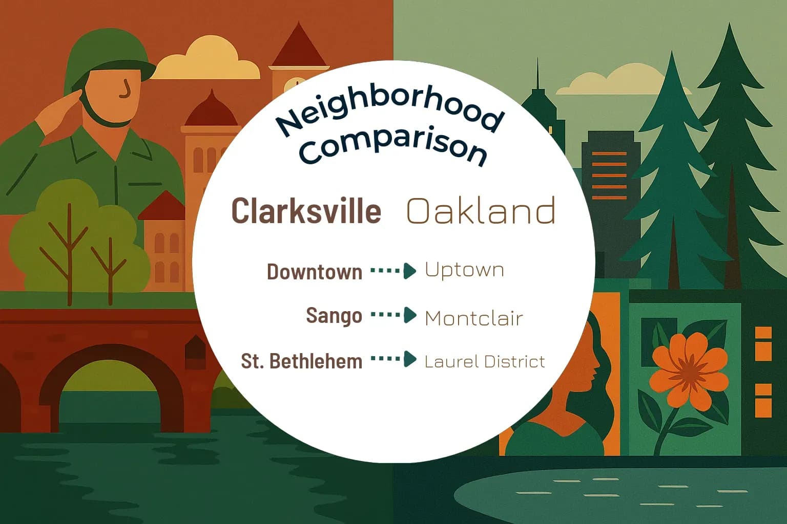 Clarksville vs Oakland Neighborhood Comparison