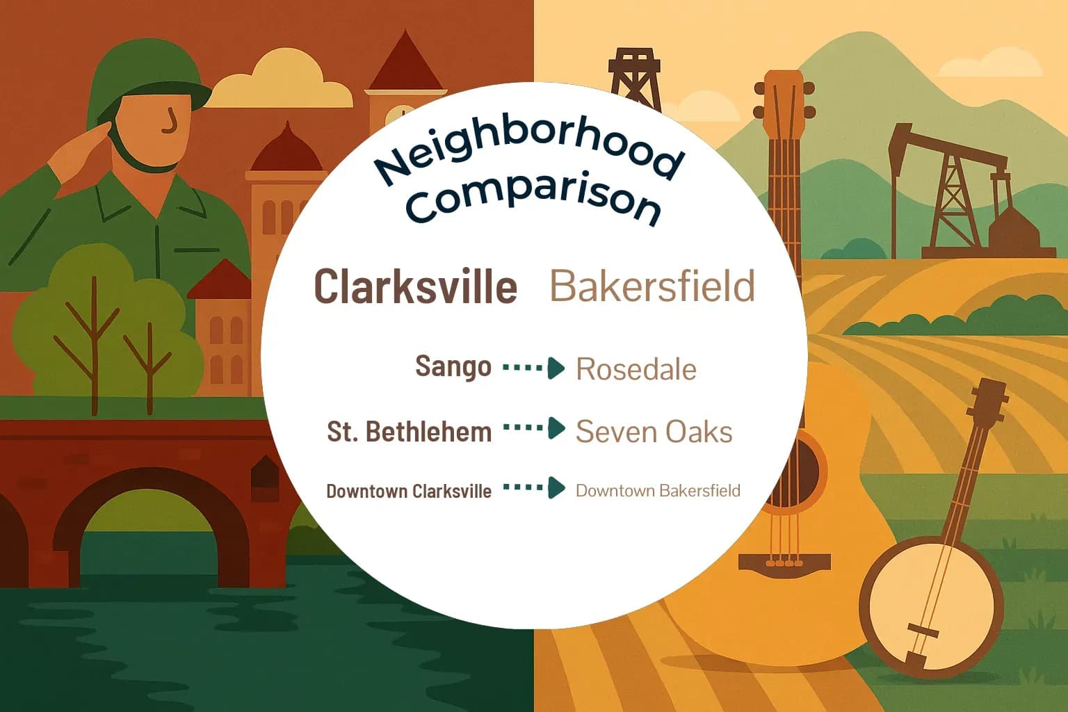 Clarksville vs Bakersfield Neighborhood Comparison