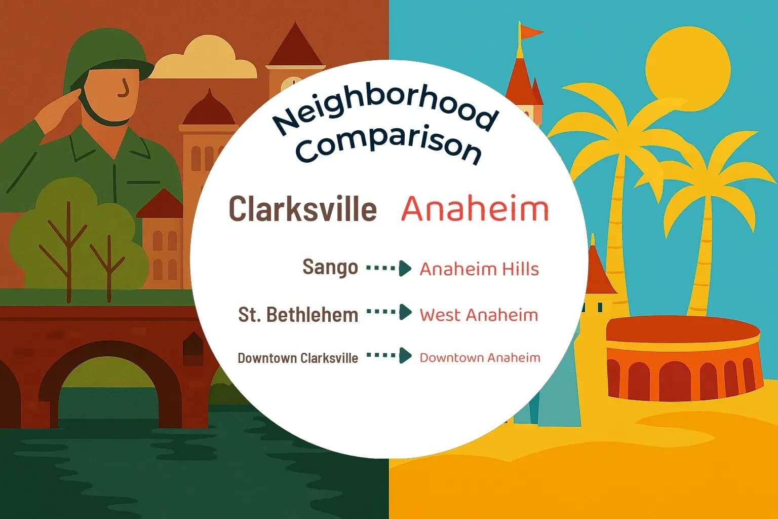 Clarksville vs Anaheim Neighborhood Comparison
