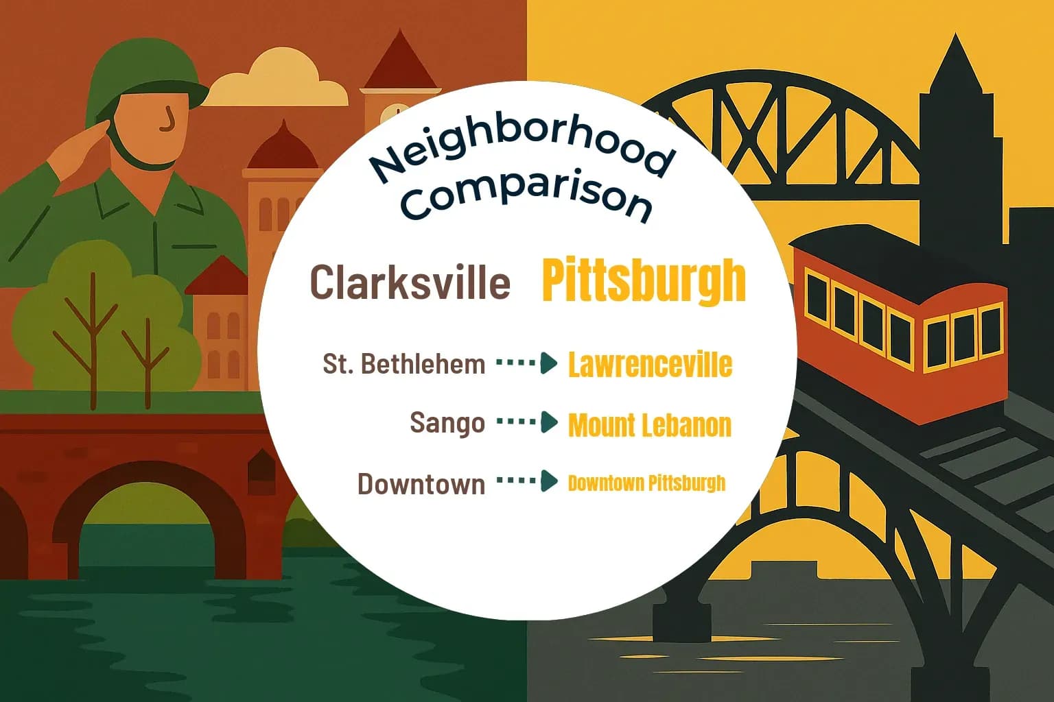 Clarksville vs Pittsburgh Neighborhood Comparison