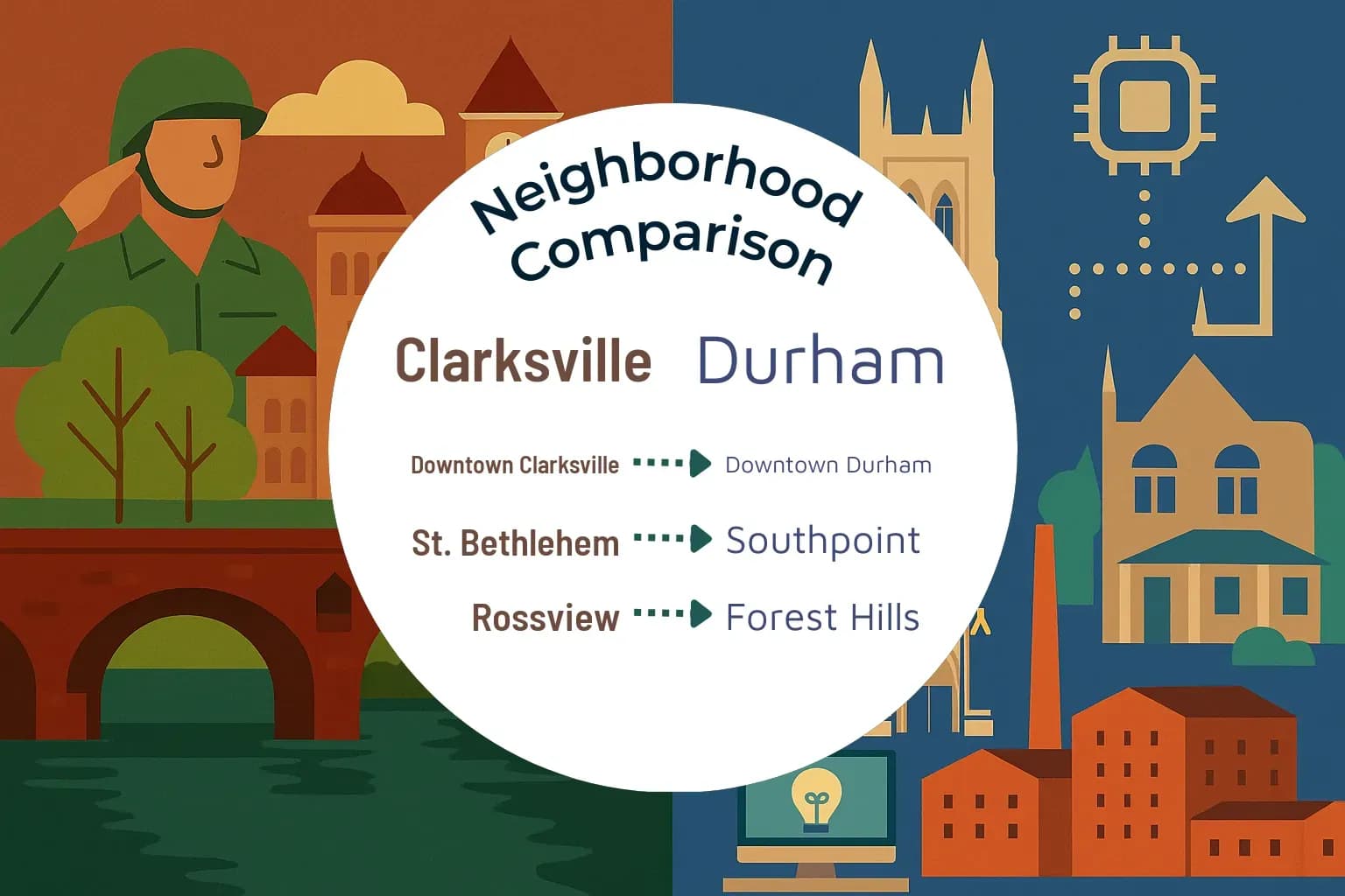 Clarksville vs Durham Neighborhood Comparison