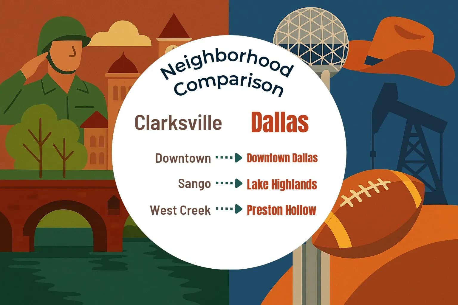 Clarksville vs Dallas Neighborhood Comparison
