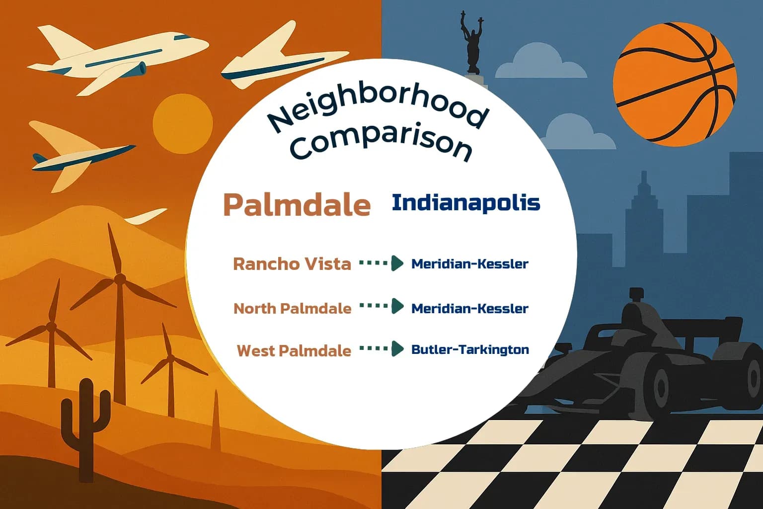 Palmdale vs Indianapolis Neighborhood Comparison