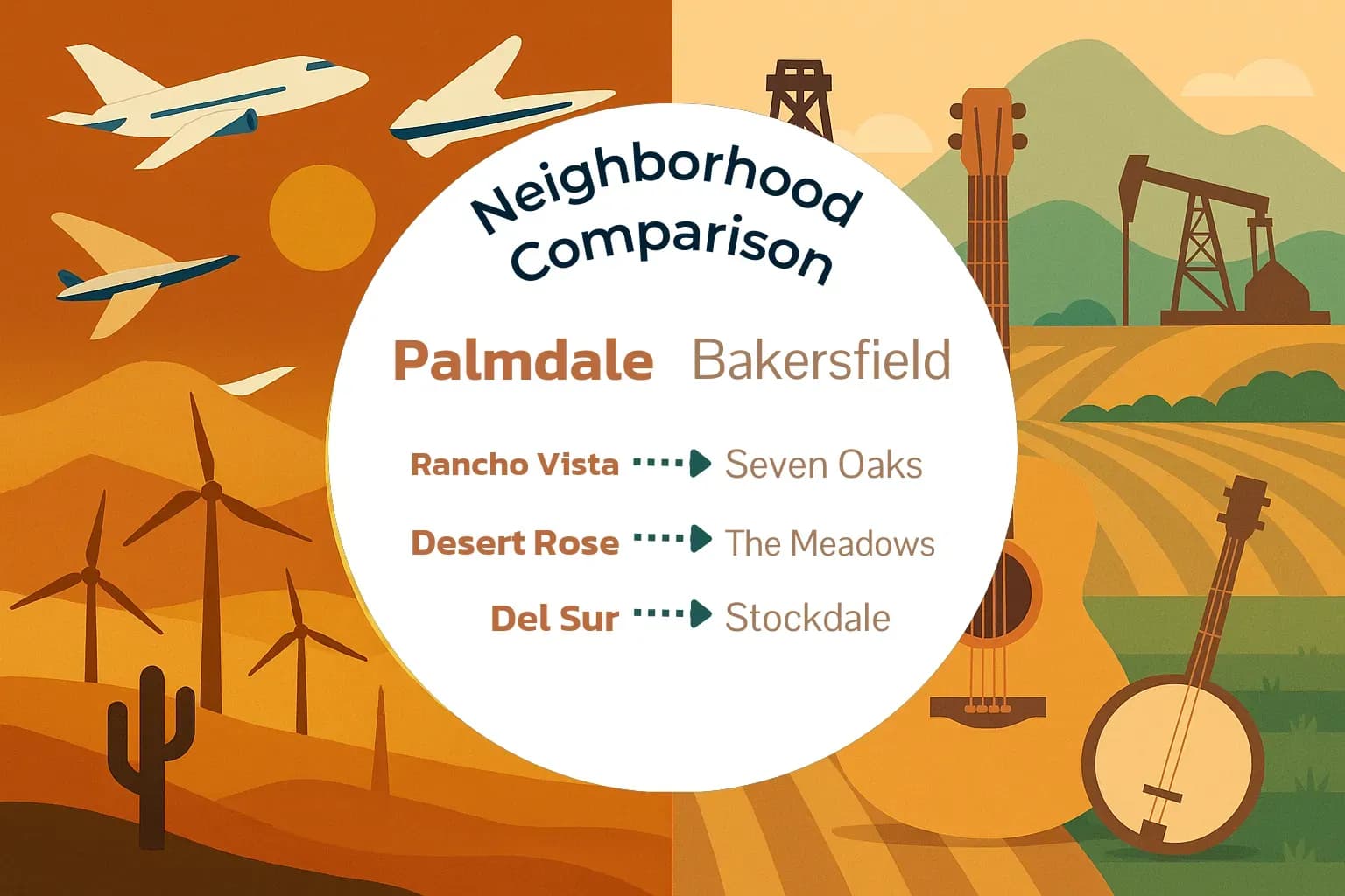 Palmdale vs Bakersfield Neighborhood Comparison