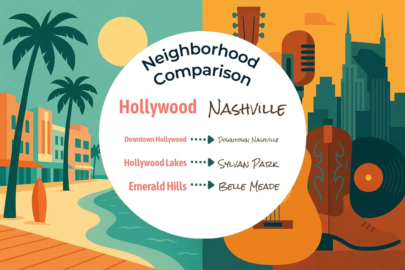 Hollywood vs Nashville Neighborhood Comparison
