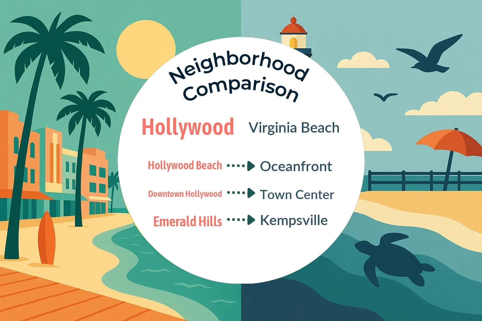 Hollywood vs Virginia Beach Neighborhood Comparison