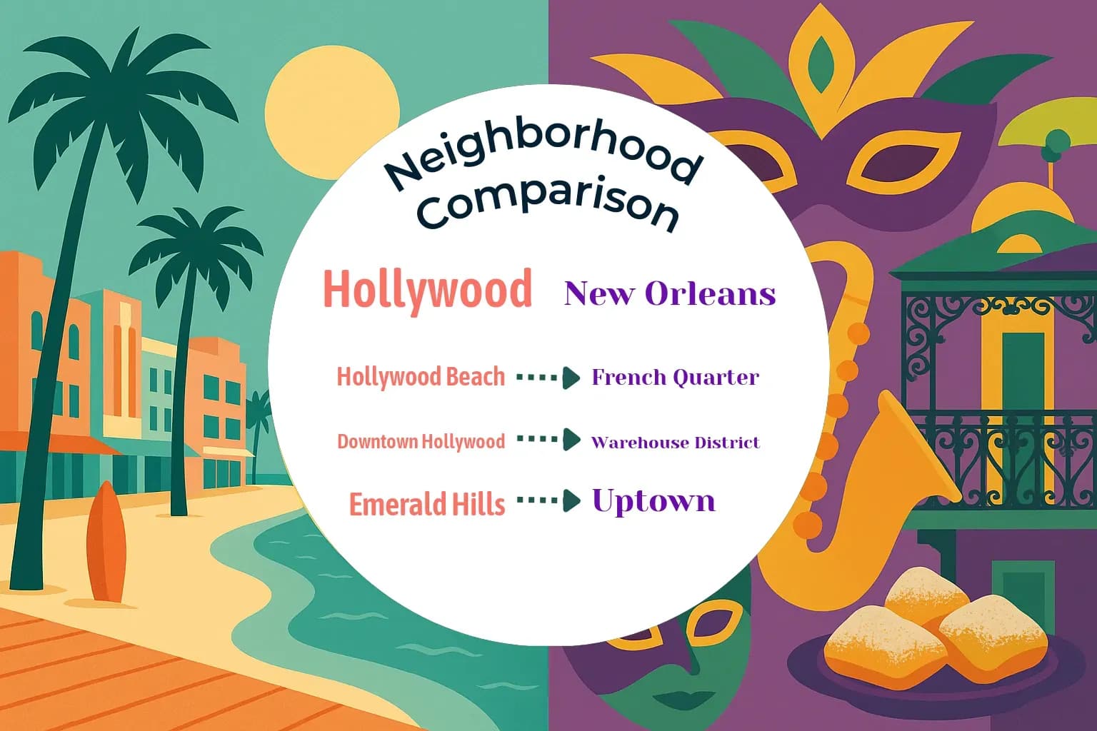 Hollywood vs New Orleans Neighborhood Comparison