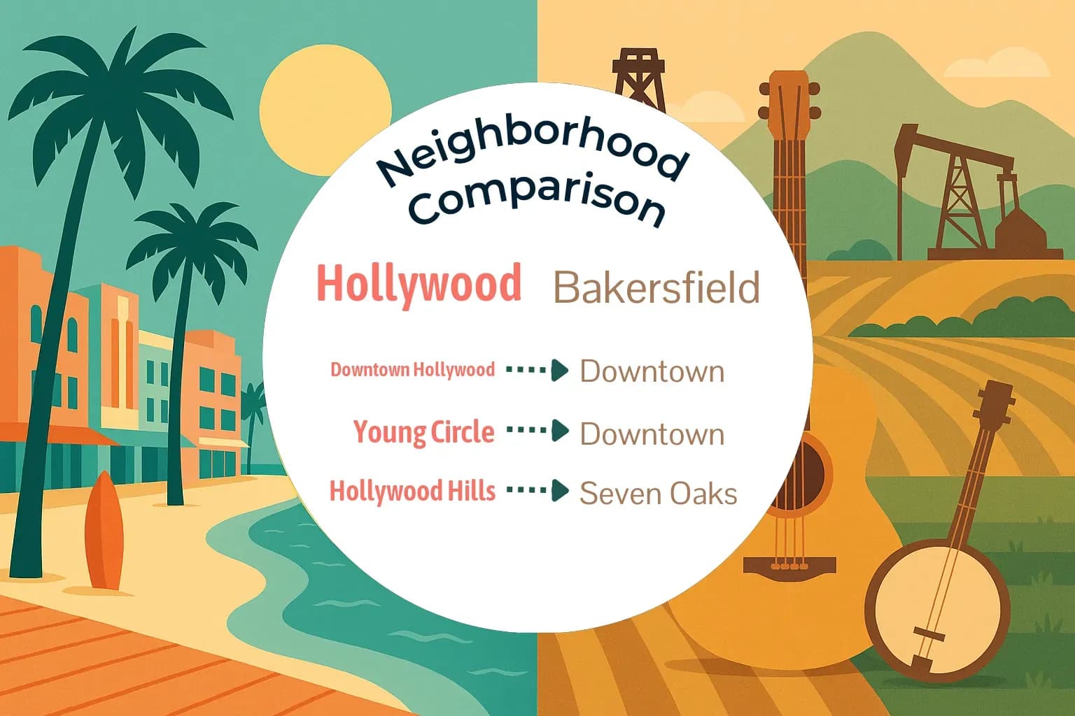 Hollywood vs Bakersfield Neighborhood Comparison