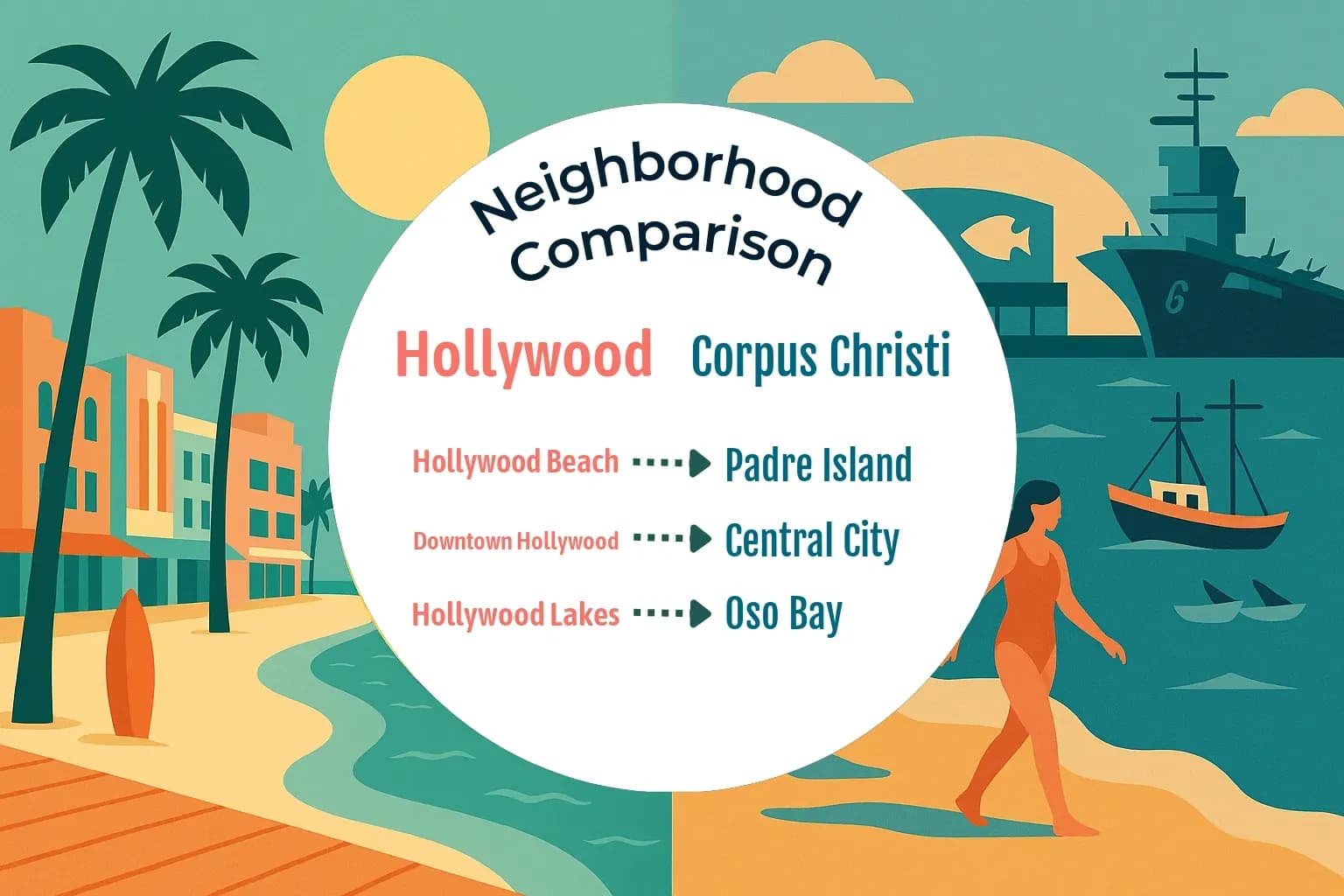 Hollywood vs Corpus Christi Neighborhood Comparison