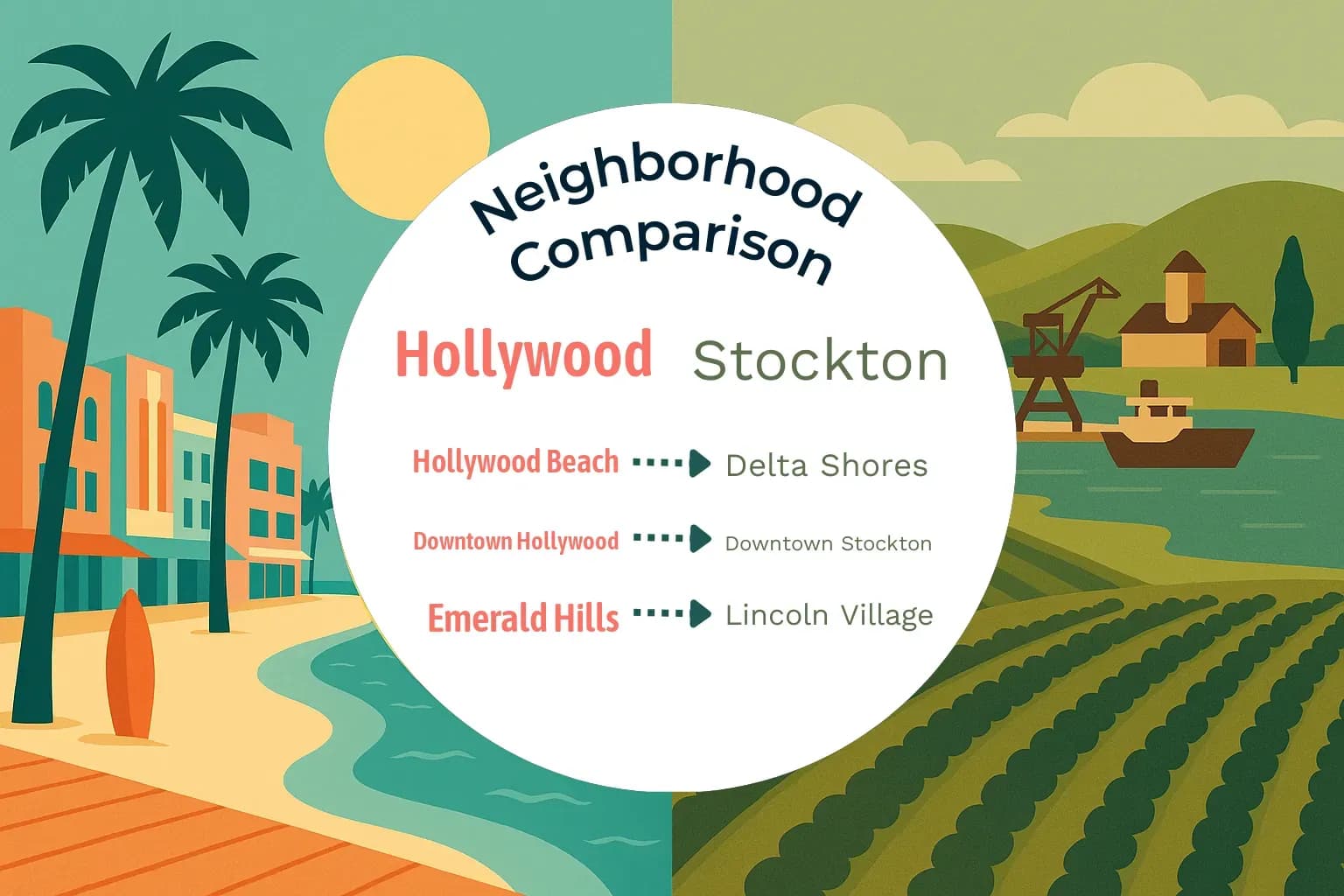 Hollywood vs Stockton Neighborhood Comparison