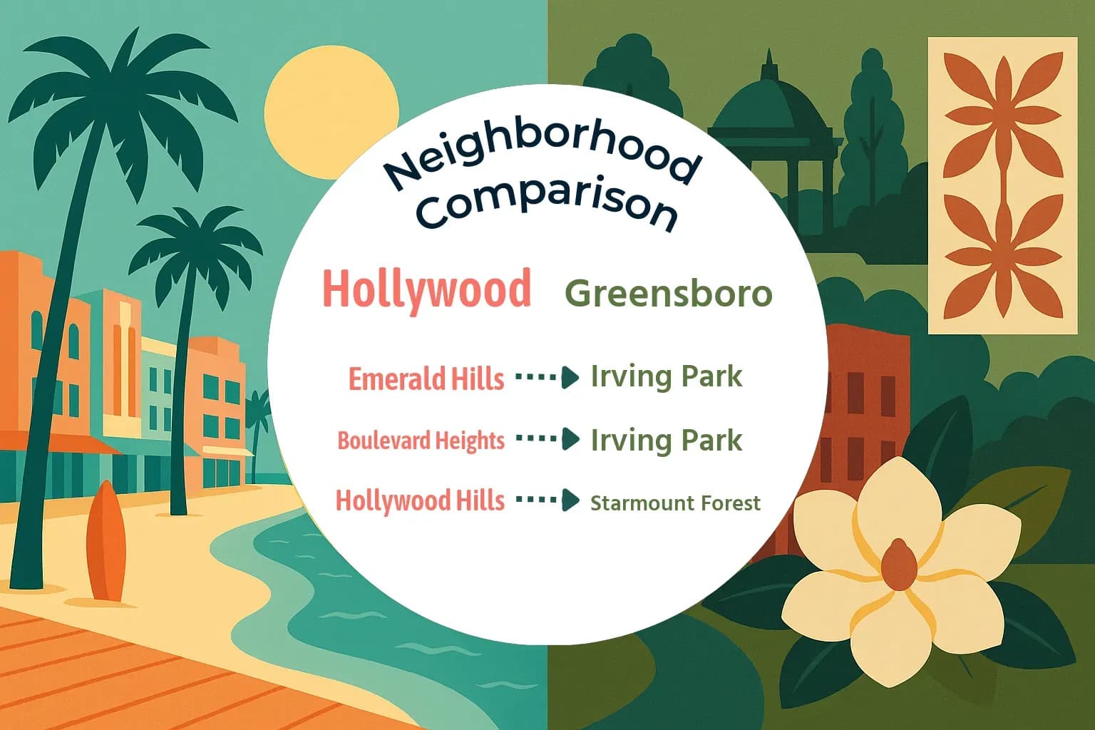 Hollywood vs Greensboro Neighborhood Comparison