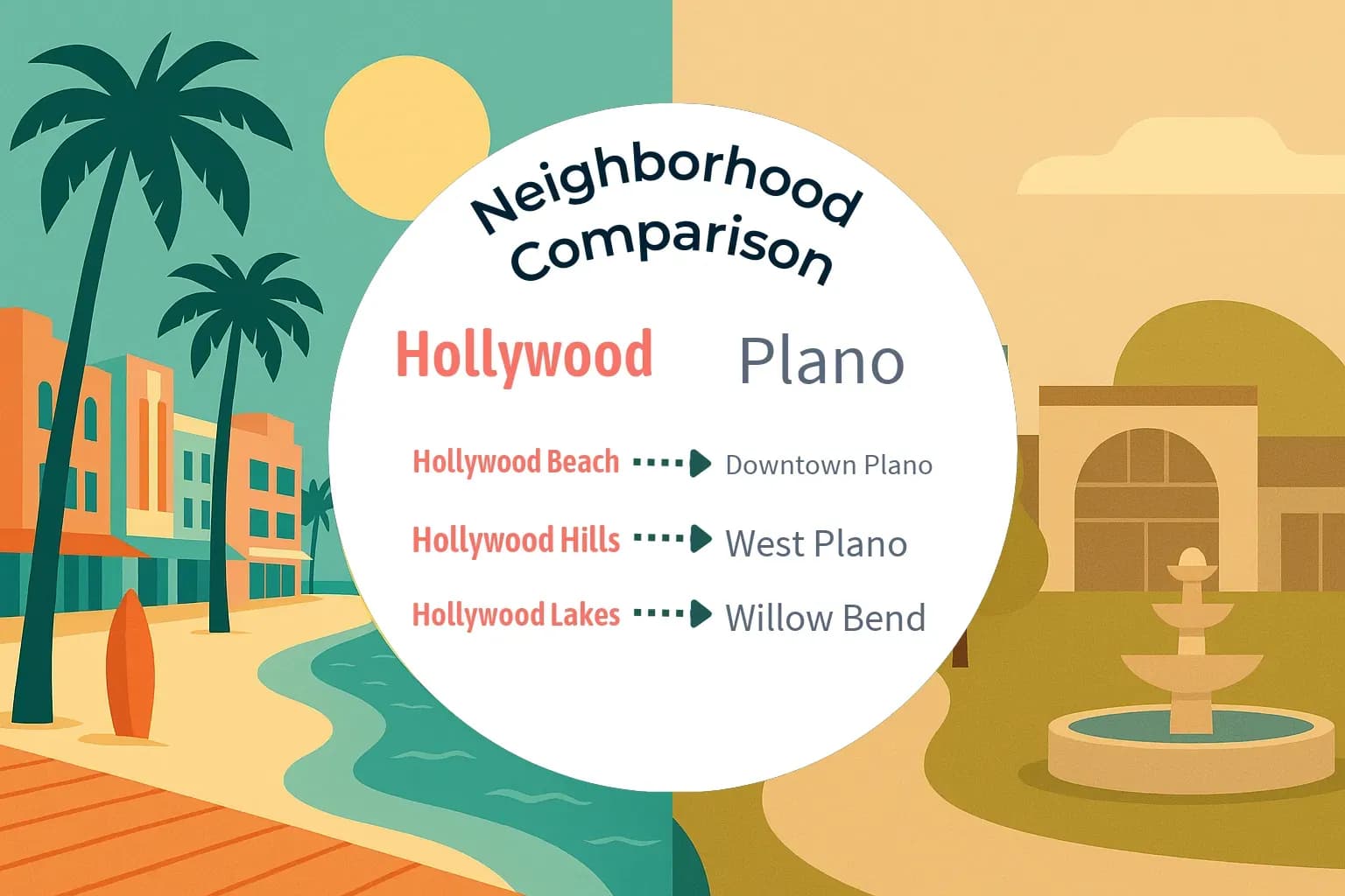 Hollywood vs Plano Neighborhood Comparison