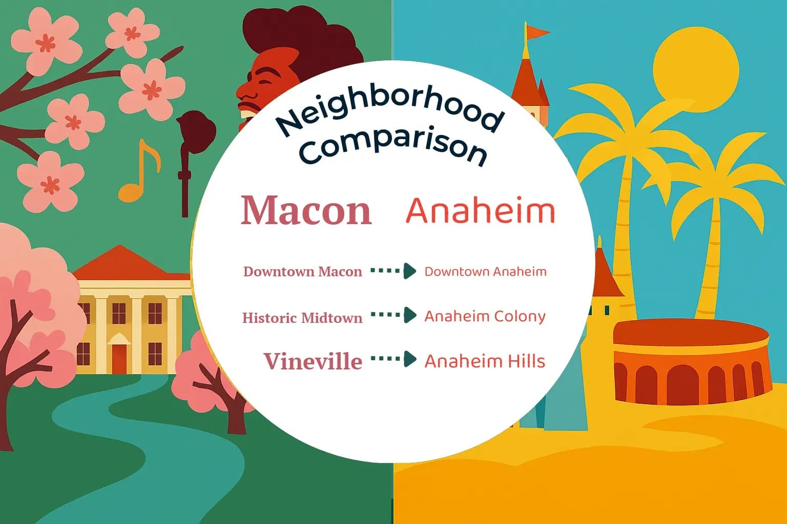 Macon vs Anaheim Neighborhood Comparison