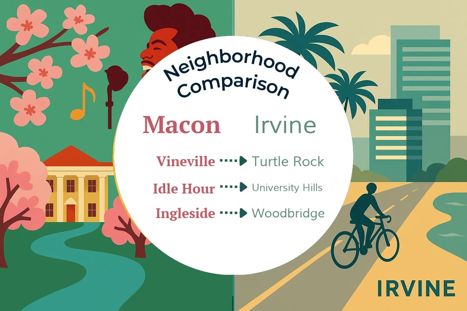 Macon vs Irvine Neighborhood Comparison