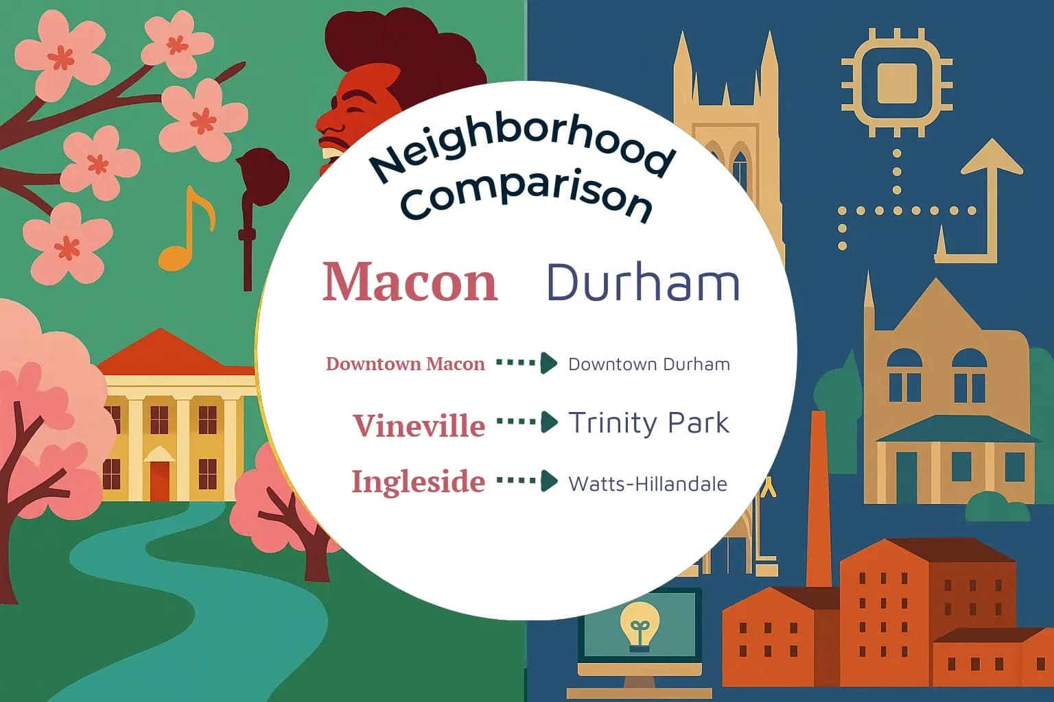 Macon vs Durham Neighborhood Comparison