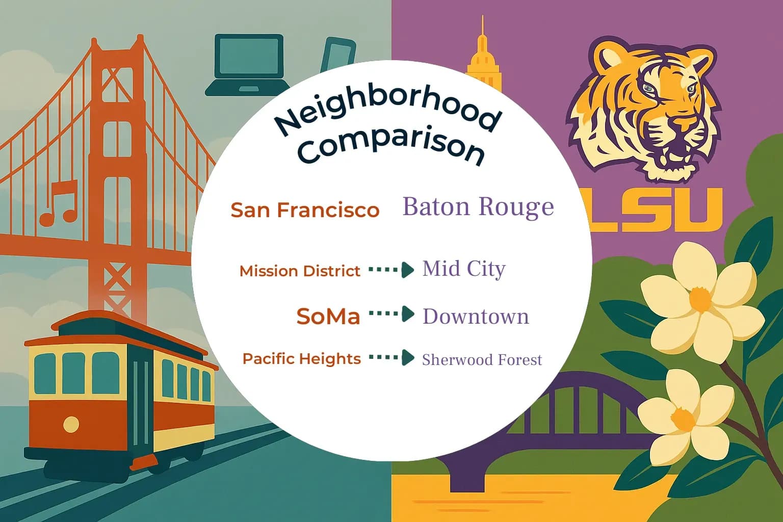 San Francisco vs Baton Rouge Neighborhood Comparison