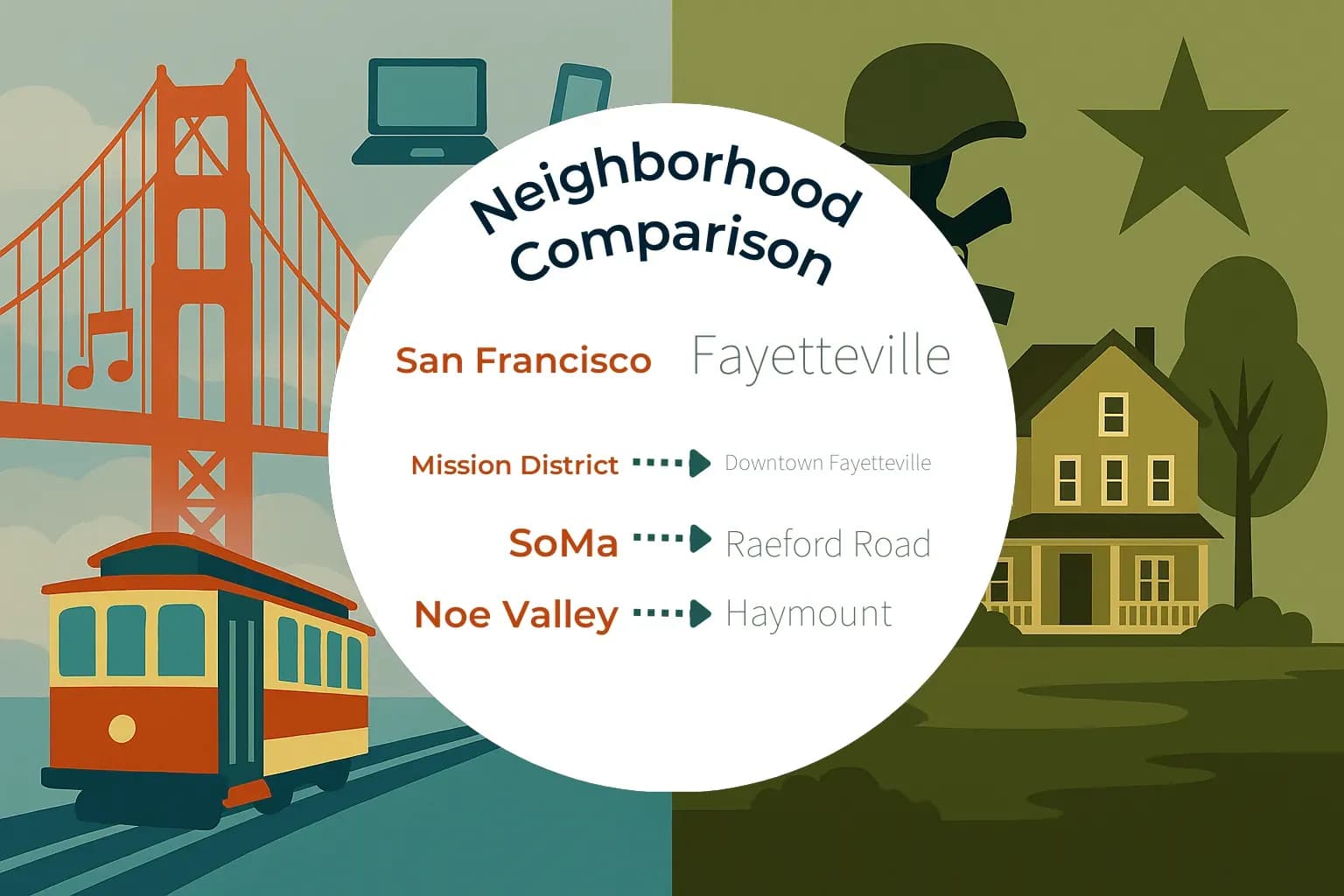 San Francisco vs Fayetteville Neighborhood Comparison