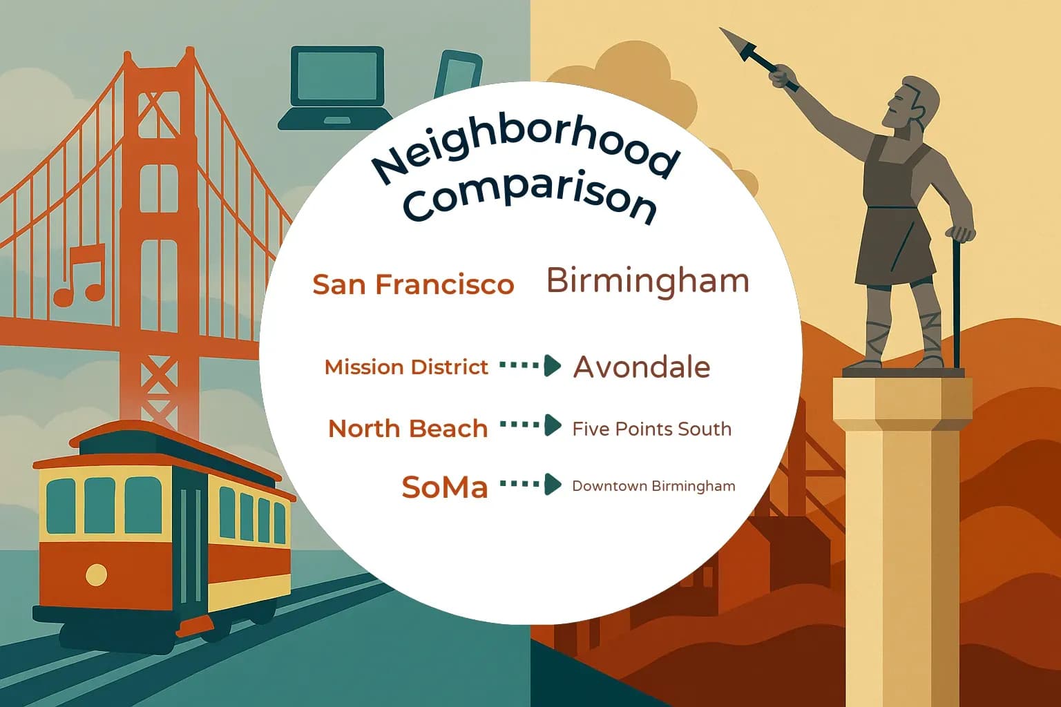 San Francisco vs Birmingham Neighborhood Comparison