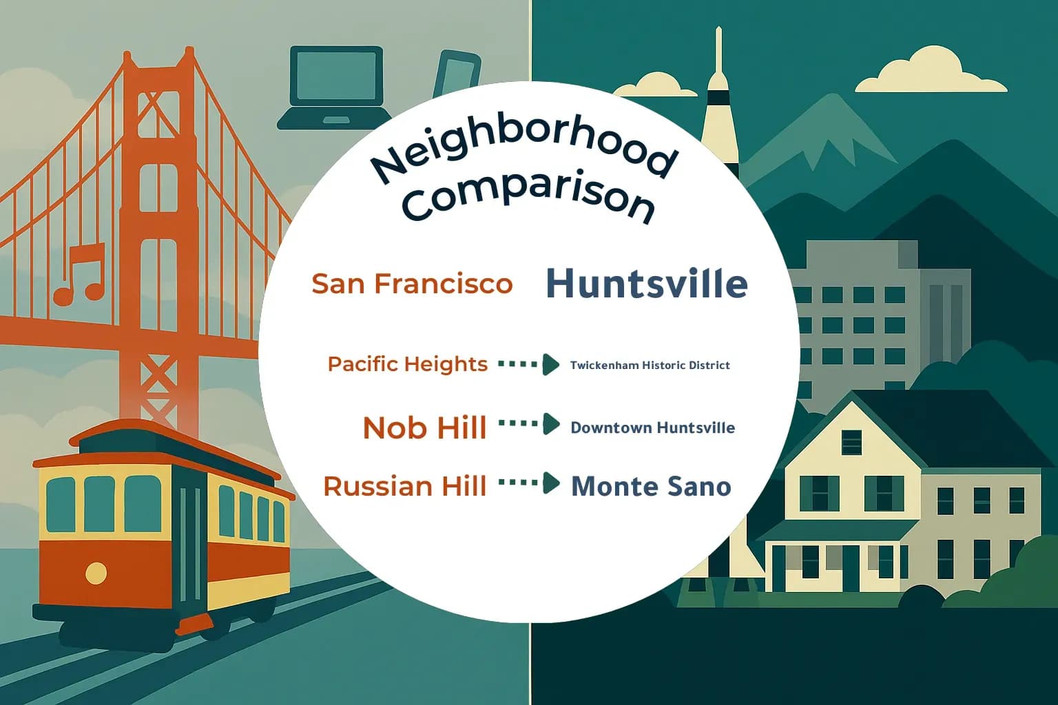 San Francisco vs Huntsville Neighborhood Comparison