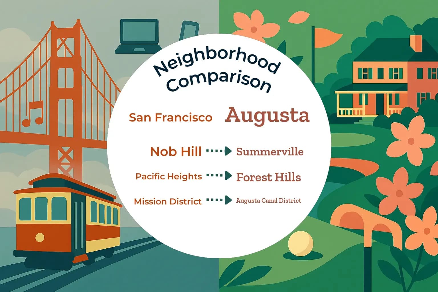 San Francisco vs Augusta Neighborhood Comparison