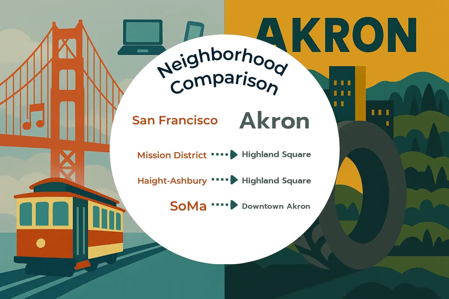 San Francisco vs Akron Neighborhood Comparison