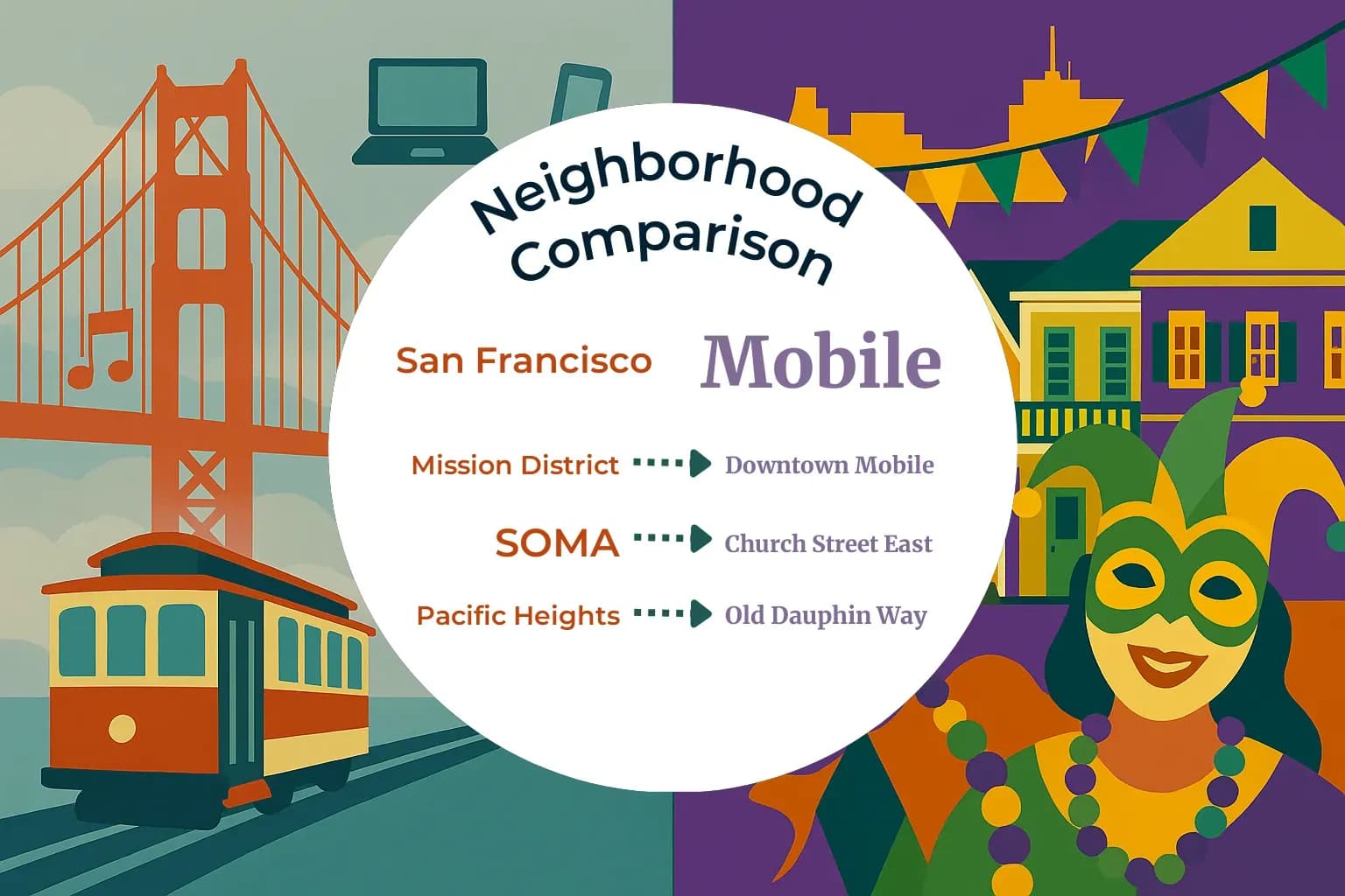 San Francisco vs Mobile Neighborhood Comparison