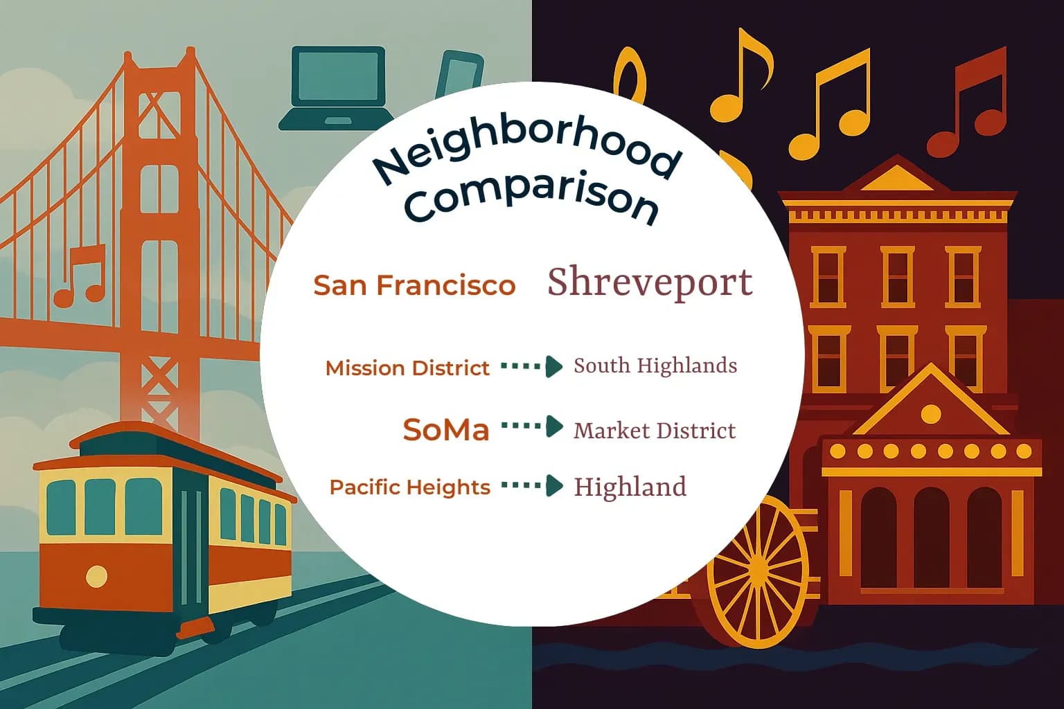 San Francisco vs Shreveport Neighborhood Comparison