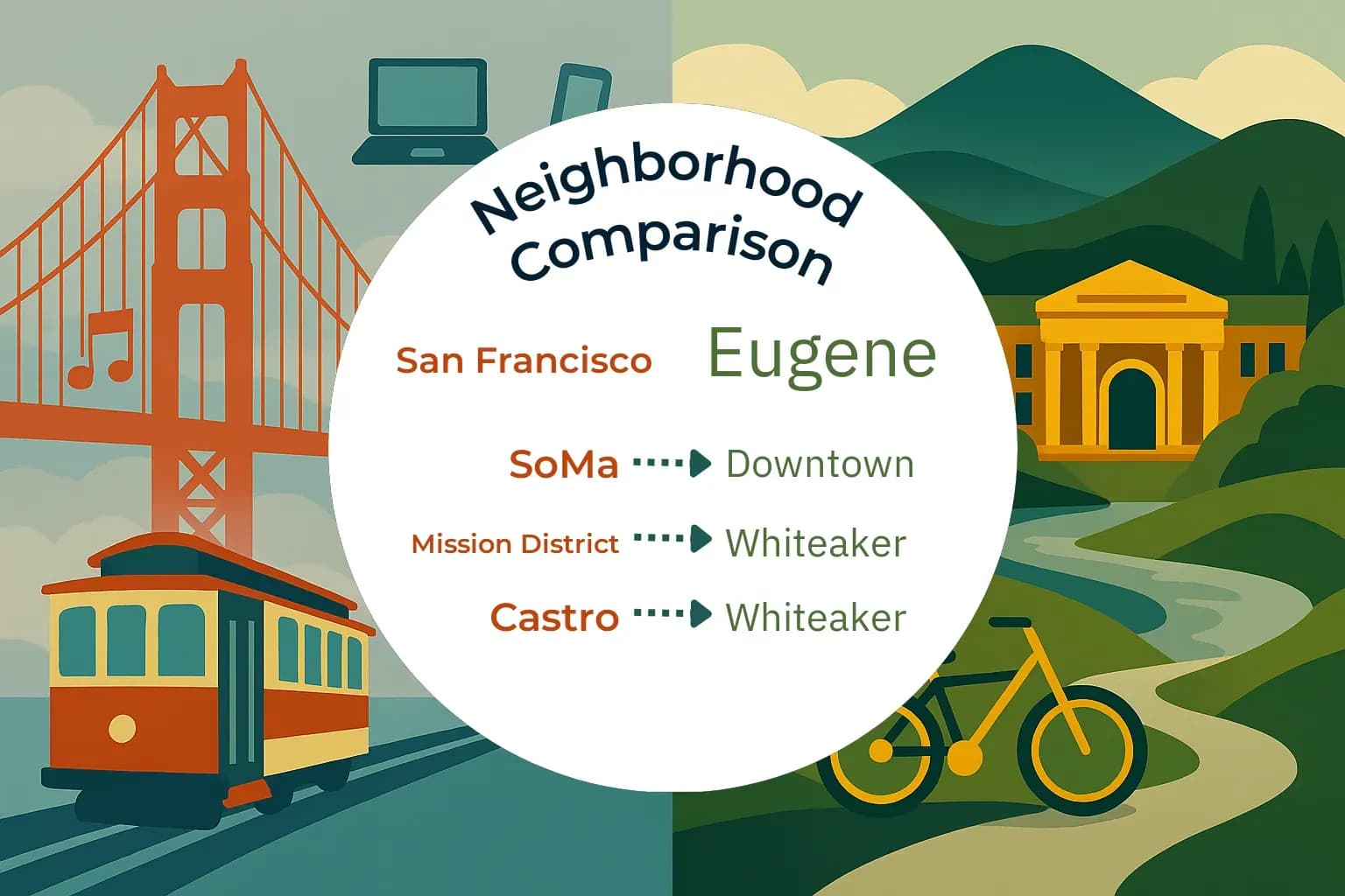 San Francisco vs Eugene Neighborhood Comparison