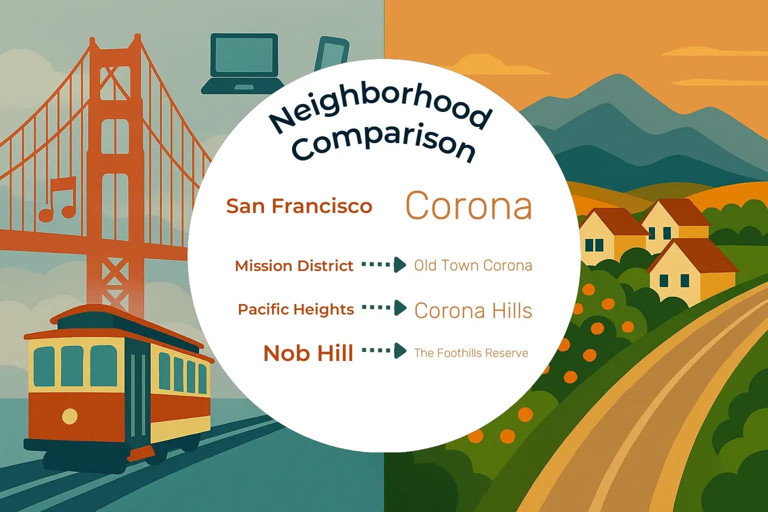 San Francisco vs Corona Neighborhood Comparison