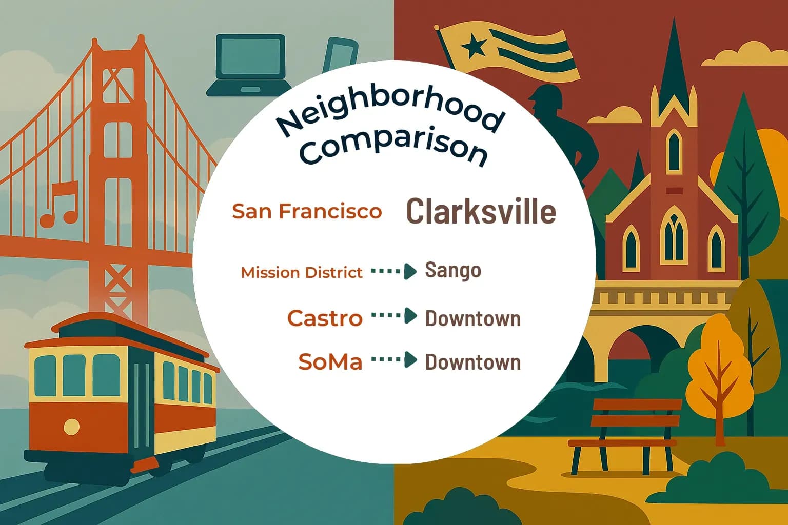 San Francisco vs Clarksville Neighborhood Comparison