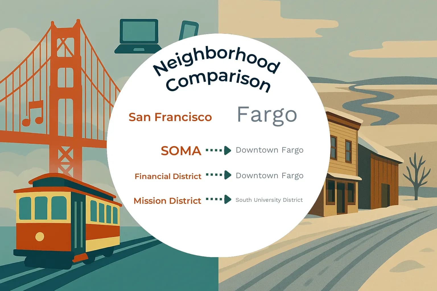 San Francisco vs Fargo Neighborhood Comparison