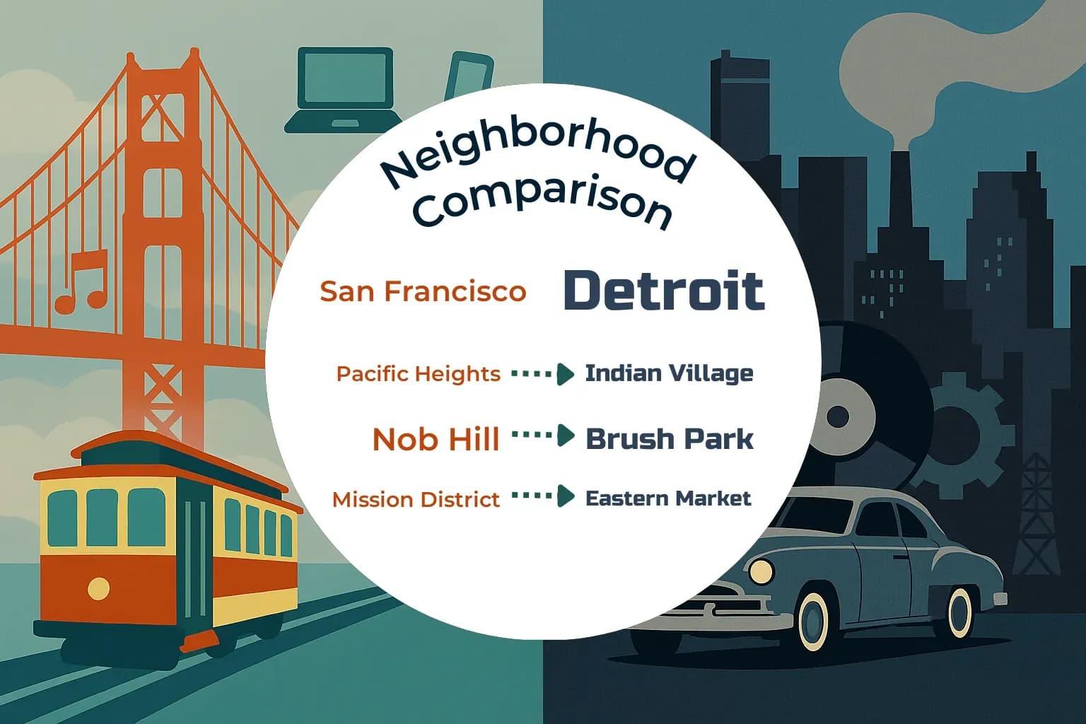 San Francisco vs Detroit Neighborhood Comparison