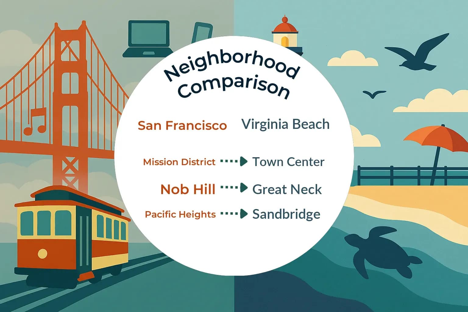 San Francisco vs Virginia Beach Neighborhood Comparison