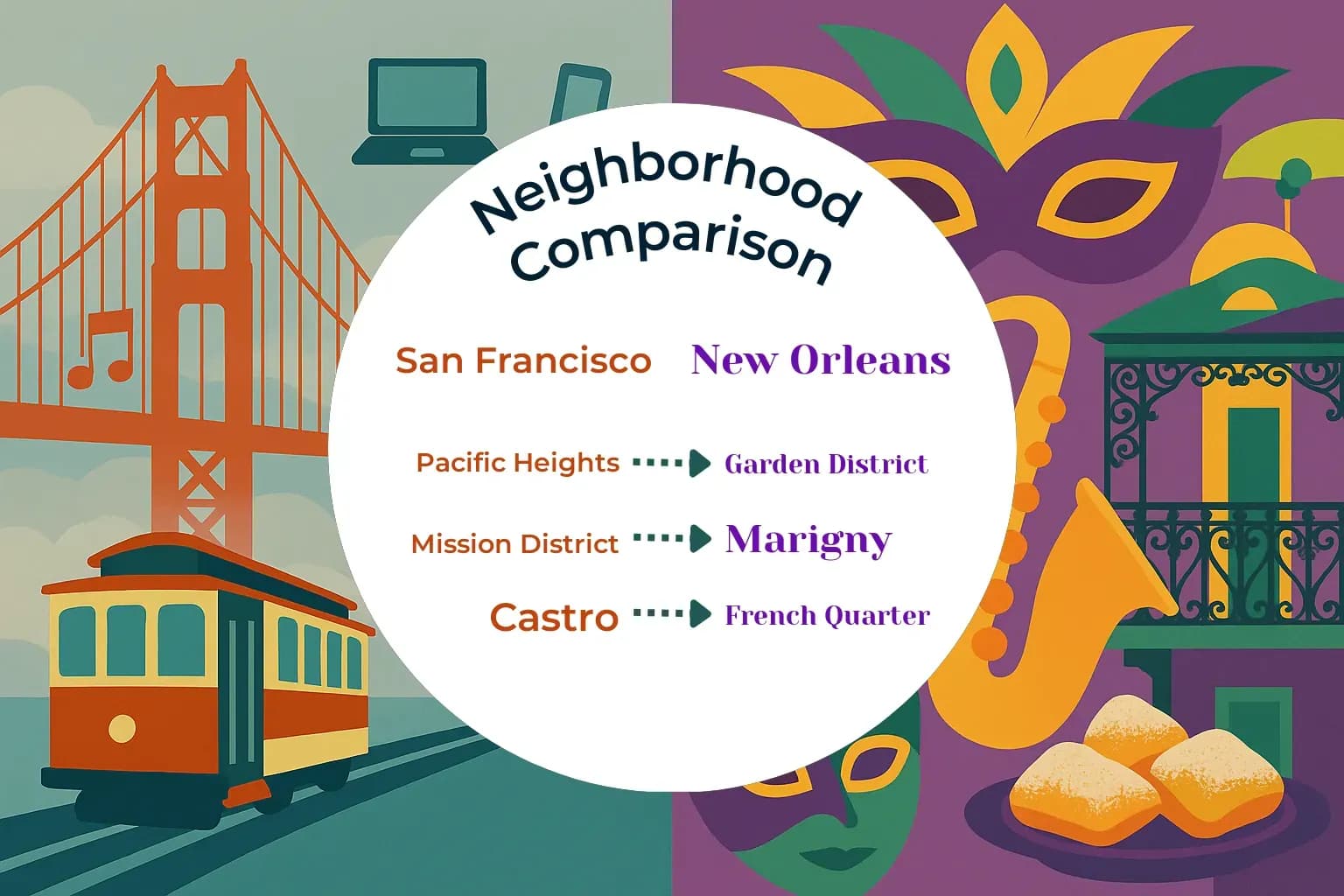 San Francisco vs New Orleans Neighborhood Comparison